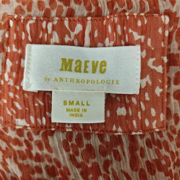 Maeve Anthropologie Adrian Sheer Tunic Dress in dark orange. Size S. - Picture 6 of 8